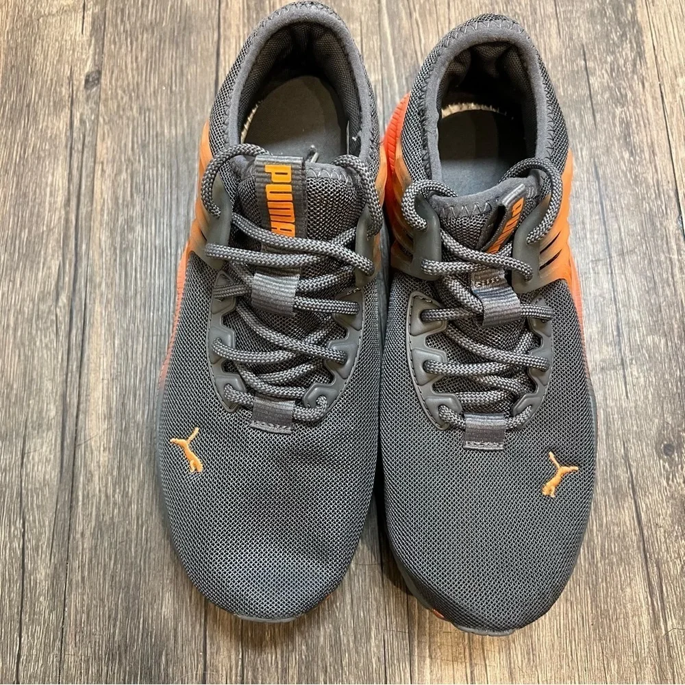 Puma Pacer Future 2Tone Lace Up Youth Grey Orange Sneakers Tennis Shoes Size 5.5